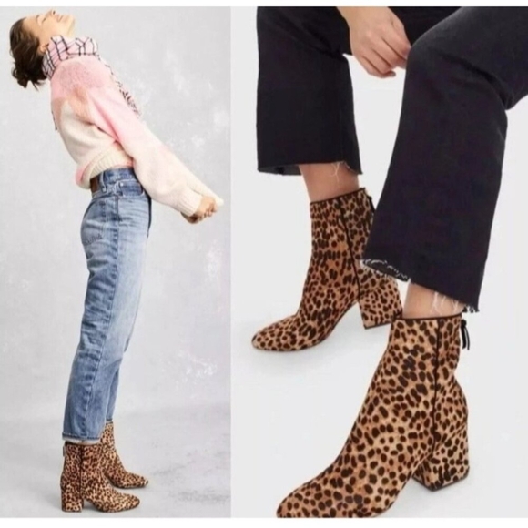 J. Crew $248 Sadie Ankle Boots in Leopard Calf Hair Size 8.5 - Picture 2 of 14